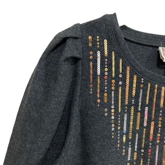 TruSelf Sweatshirt Top Charcoal Gray Sequin Gold Silver Copper Size Large - Picture 5 of 9